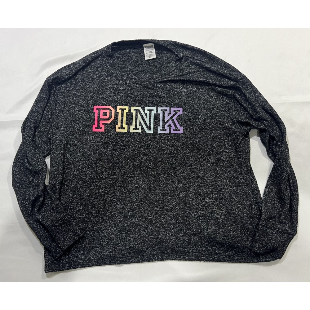 Victoria's Secret PINK Sleep Shirt Womens Large Charcoal Gray Soft Cozy
